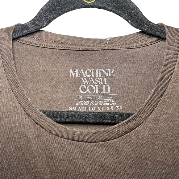 Graphic Short Sleeve Chocolate Brown & Yellow T Shirt 100% Cotton Size: Medium - Picture 3 of 6